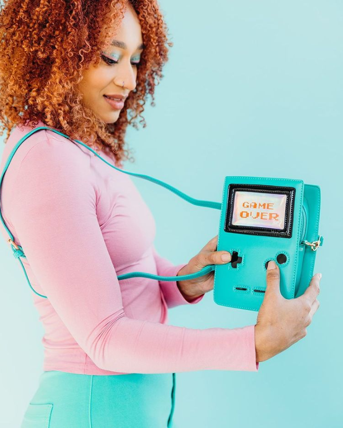 Retro 8-Bit Gamer Handbag - Pink