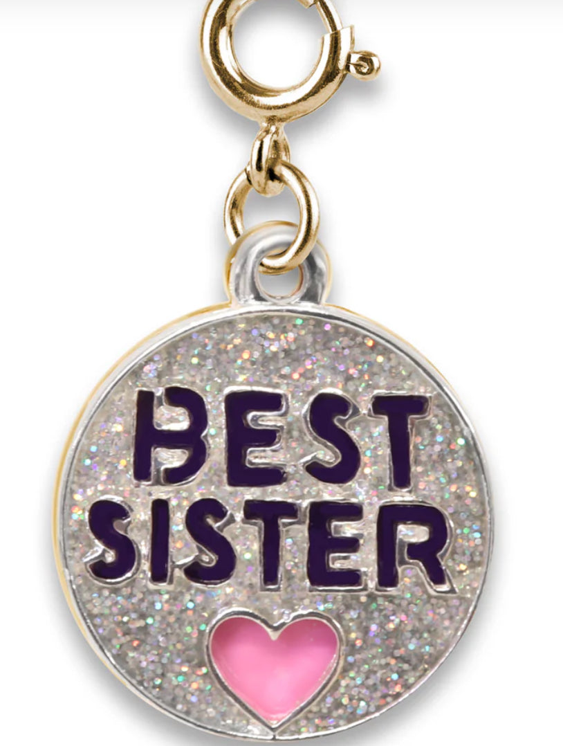 Gold Glitter Best Sister Charm