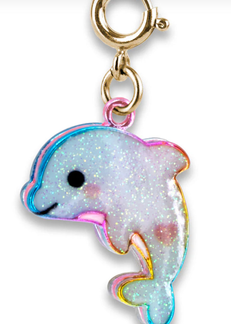 Gold Glitter Dolphin Charm