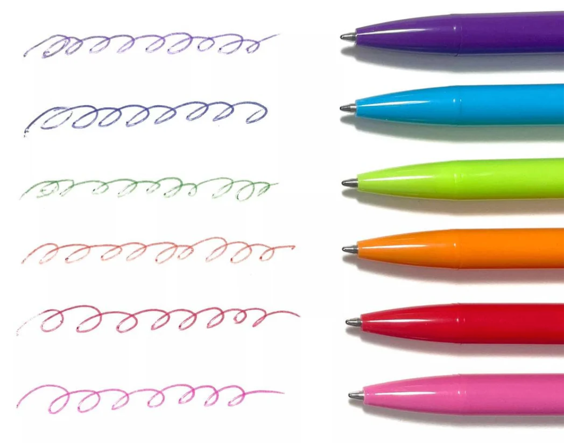 Bright Writers Colored Ink Rectractable Ballpoint Pens
