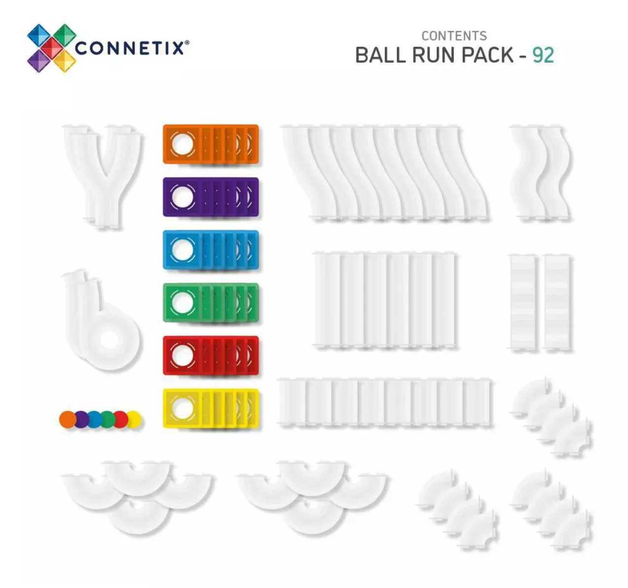 CONNETIX Rainbow Ball Run Pack 92 Pieces