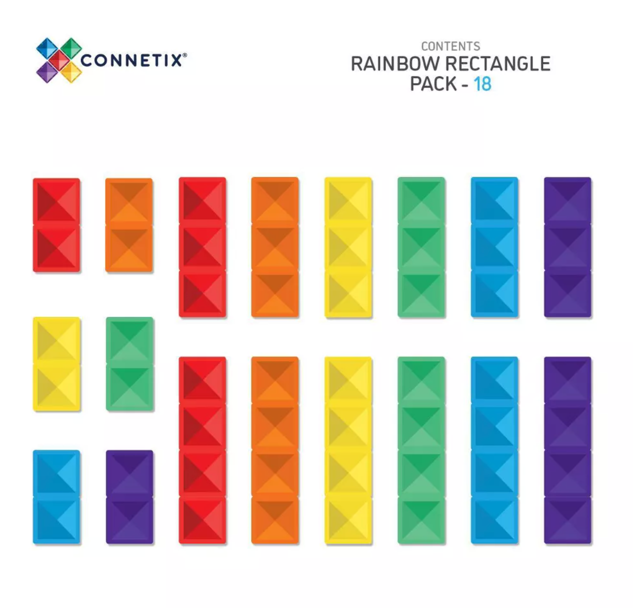 CONNETIX Rainbow Rectangle Pack 18 Pieces