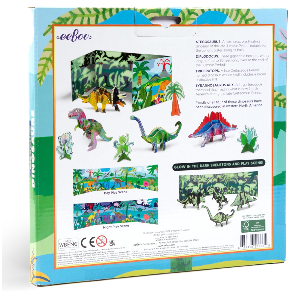 Dino 3D Glow in the Dark Play Set