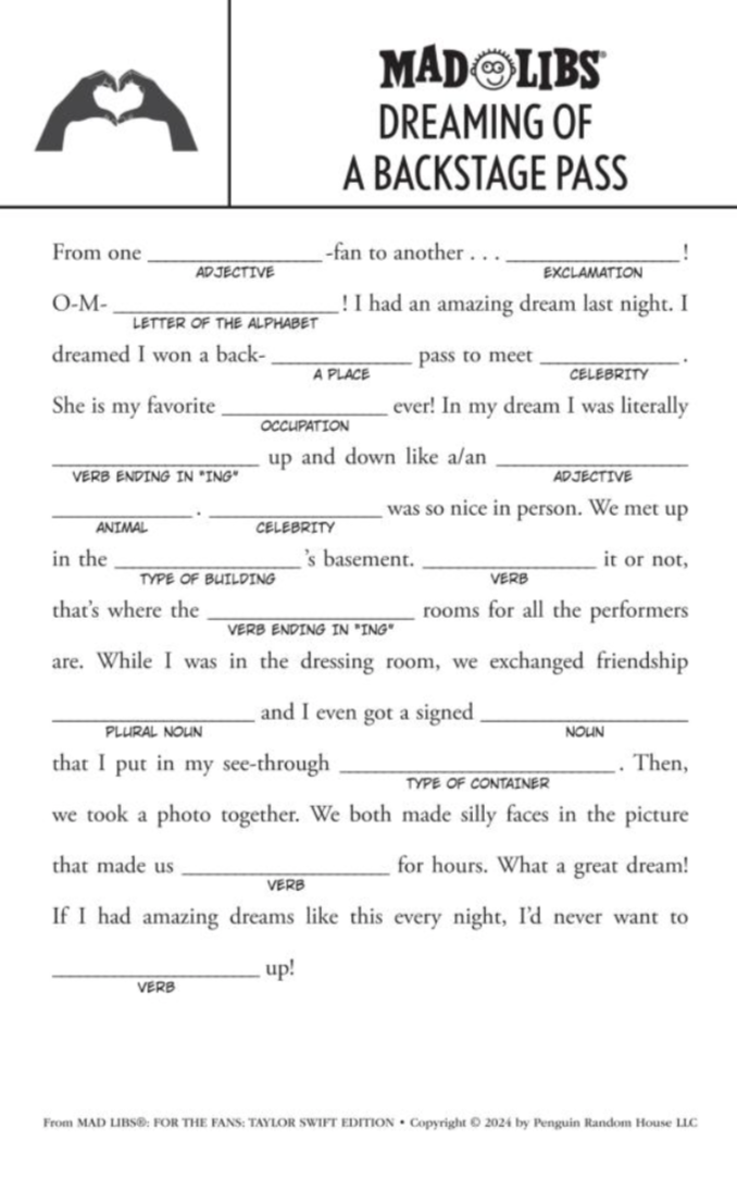 For the Fans: Taylor Swift Mad Libs