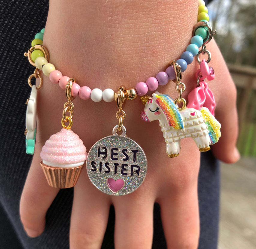 Gold Glitter Best Sister Charm