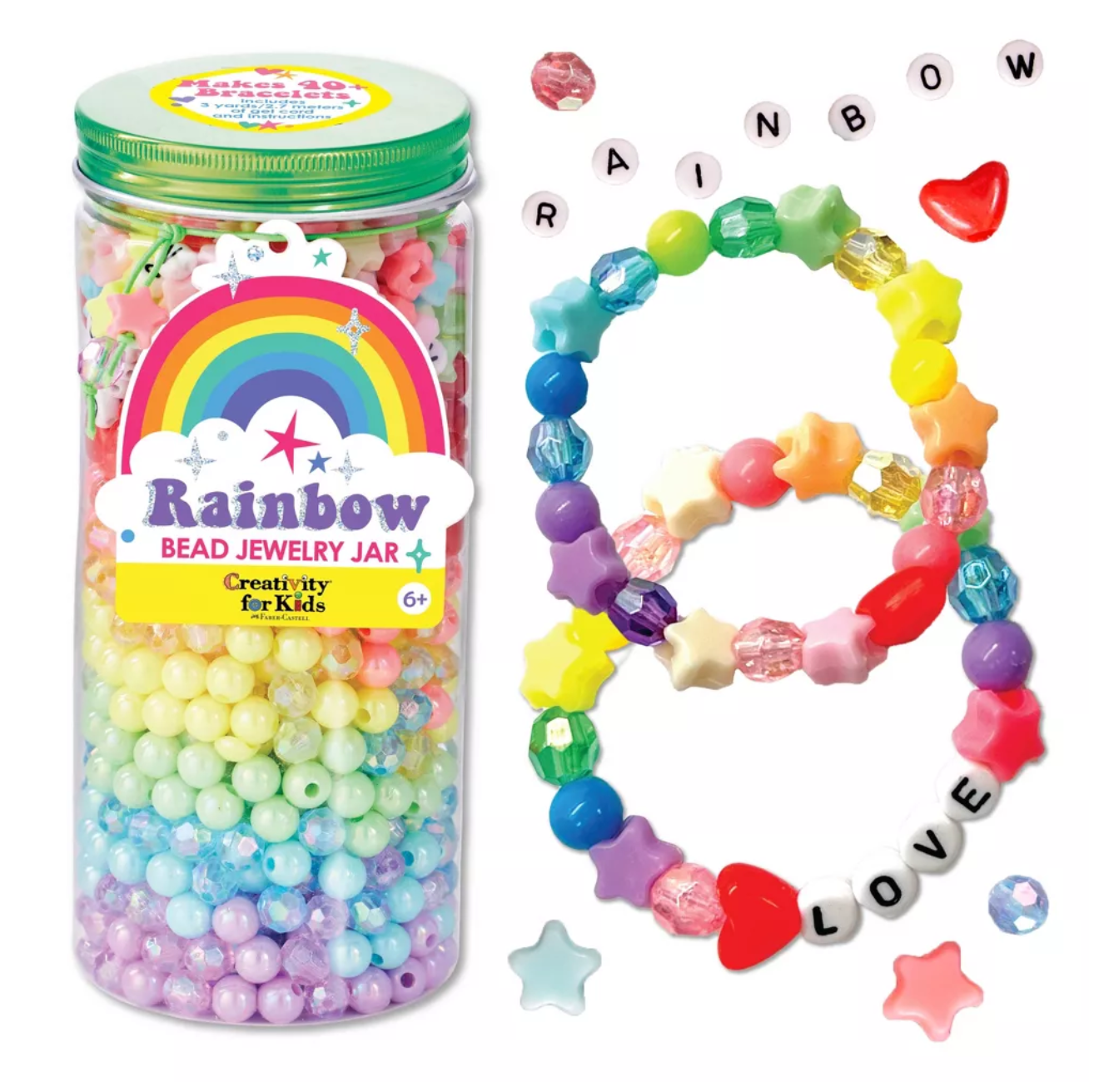 Bead Jewelry Jar - Rainbow
