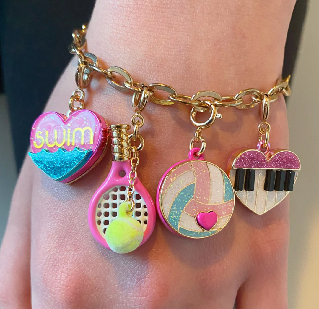 Gold Glitter Swim Heart Charm