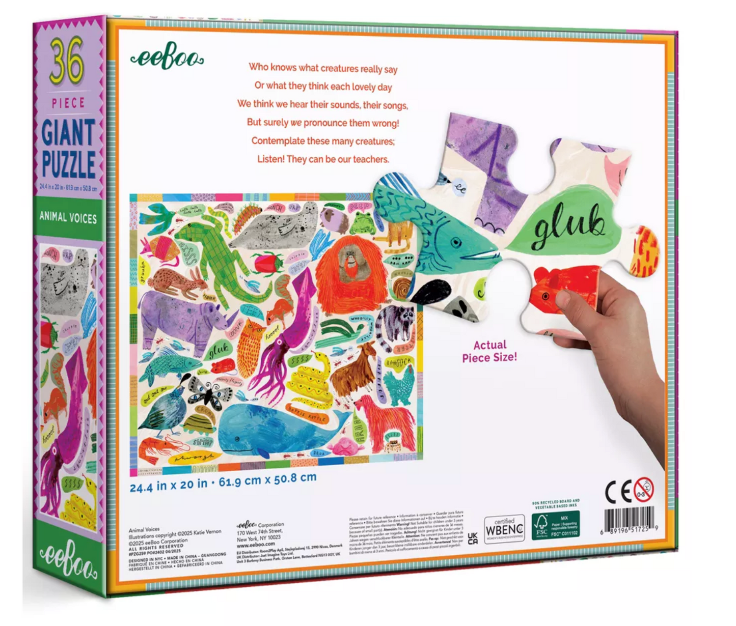 Animal Voices 36 pc. Giant Puzzle