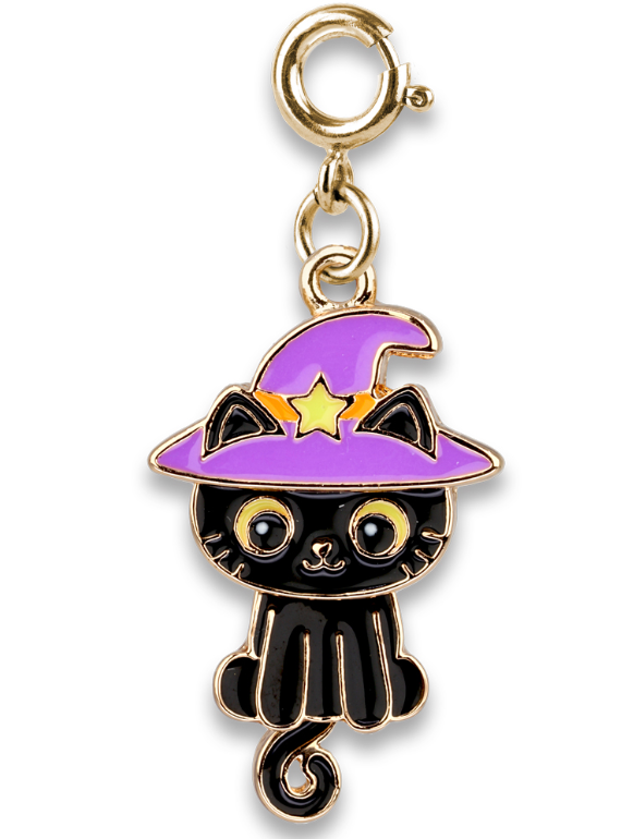 Gold Swivel Black Cat Charm