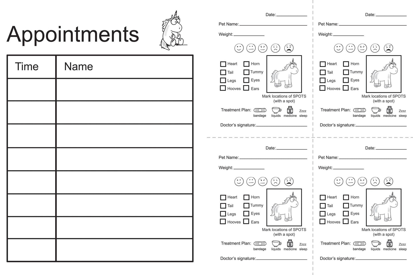 Unicorn Spots Pet Clinic Activity Book