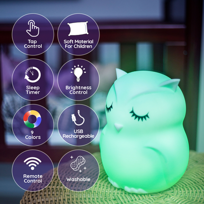 Lumipets LED Owl Night Light w/ Remote