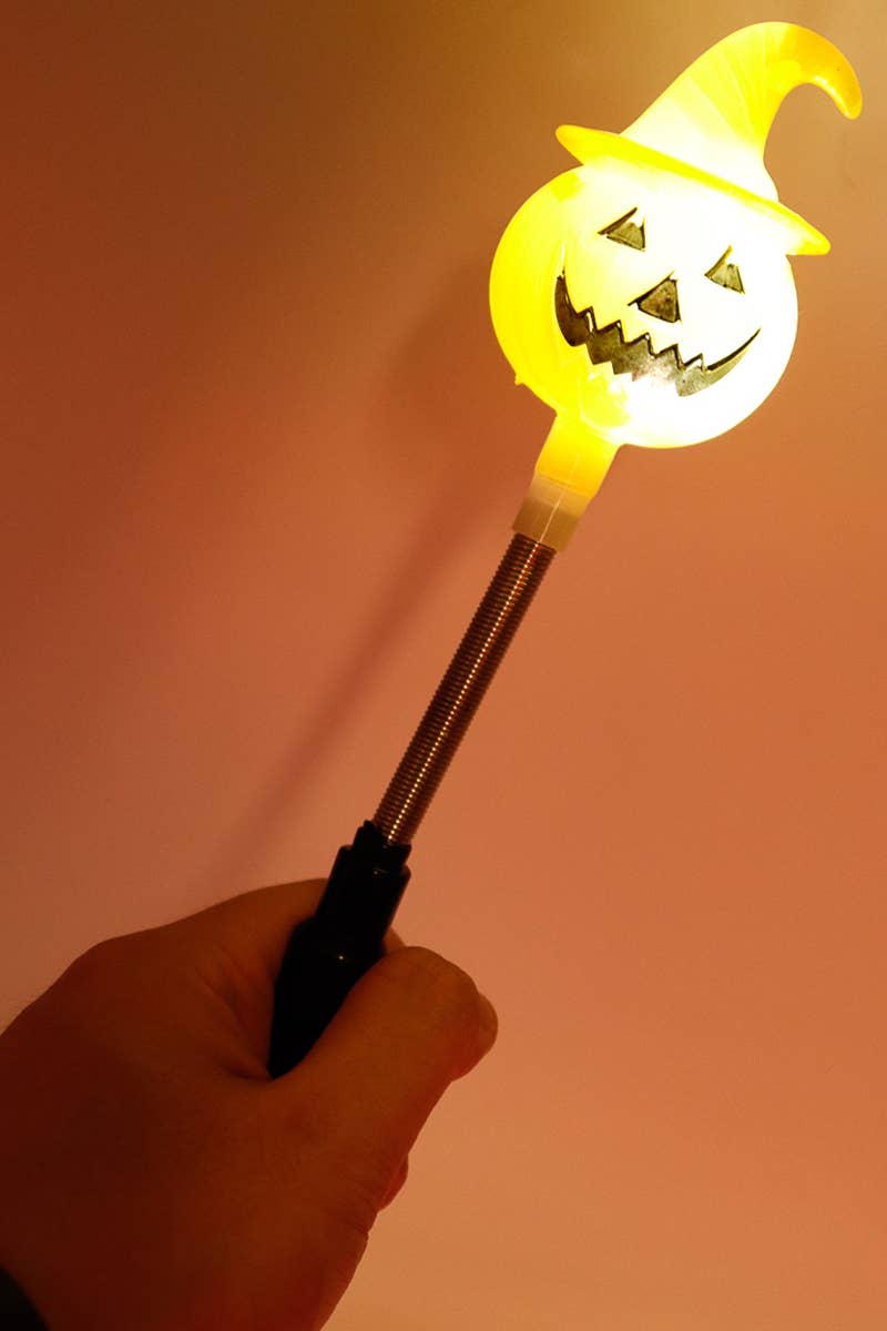 Halloween Skull Pumpkin Head Spring LED Light-Up Stick Wand