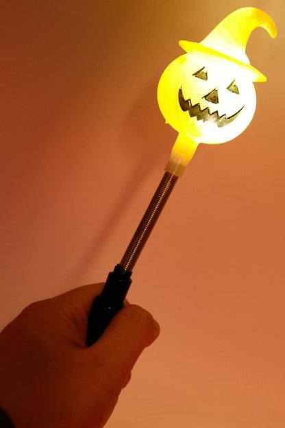 Halloween Skull Pumpkin Head Spring LED Light-Up Stick Wand