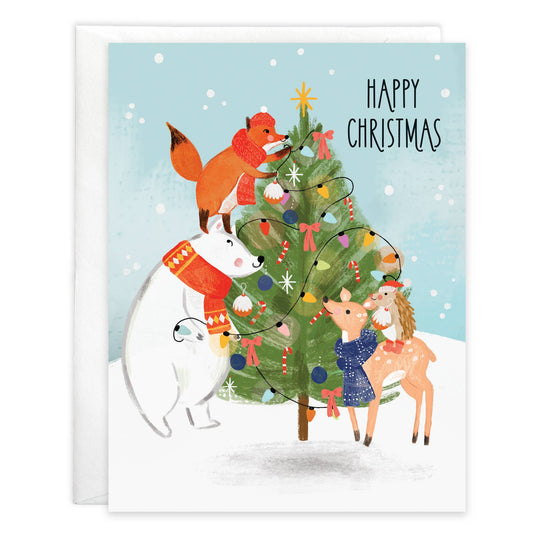 Christmas Greeting Card - Critter Christmas Tree