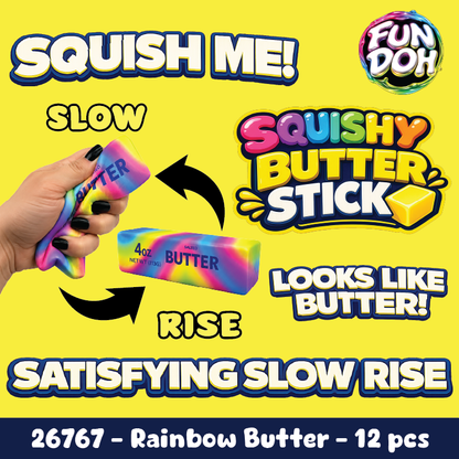Fun Doh Rainbow Butter Slow Rise Squishy Toy - 12/Display