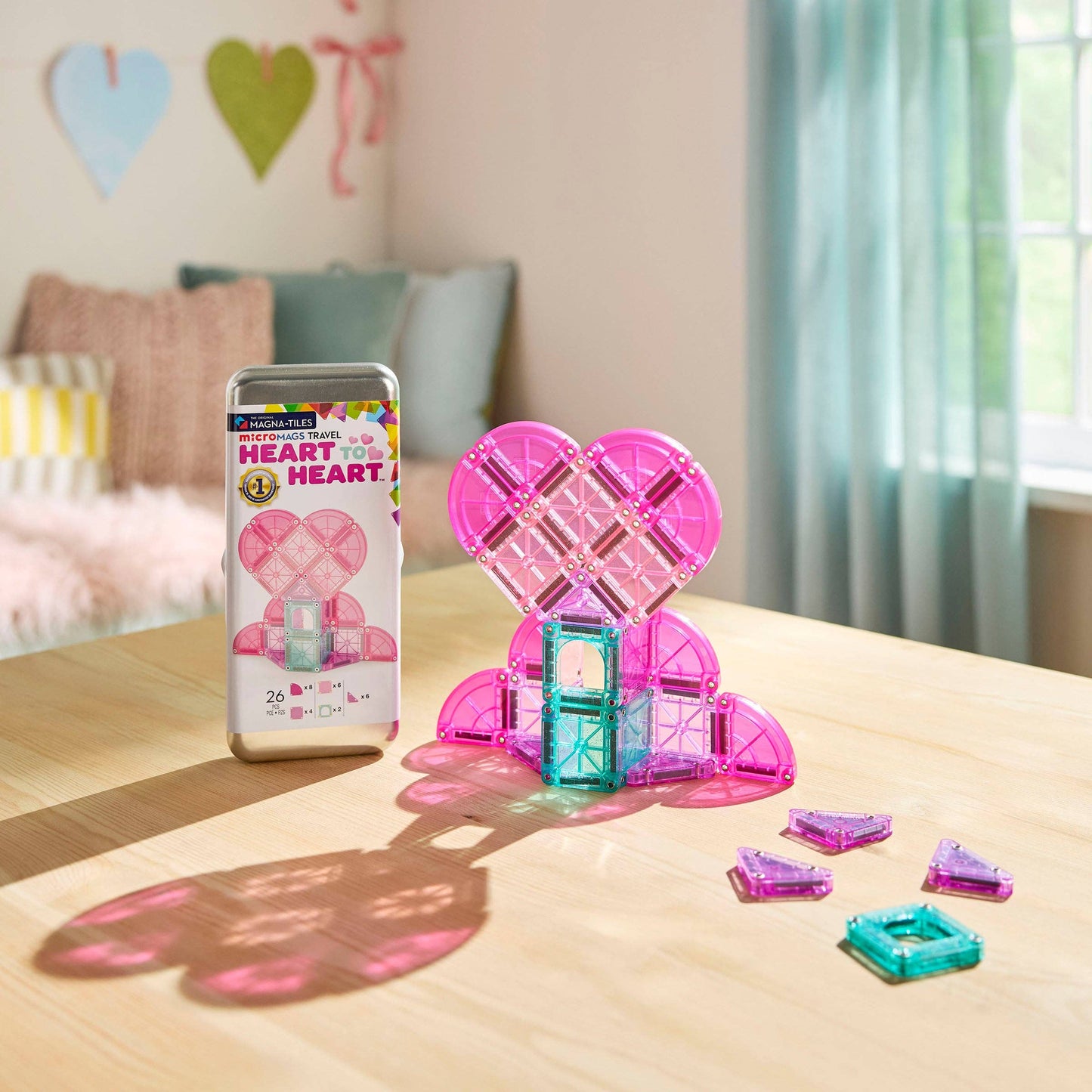 Magna-Tiles MicroMAGS Heart to Heart 26 Piece Travel Set