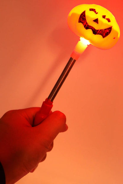 Halloween Skull Pumpkin Head Spring LED Light-Up Stick Wand