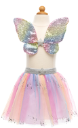 Rainbow Sequins Skirt w/Wings & Wand