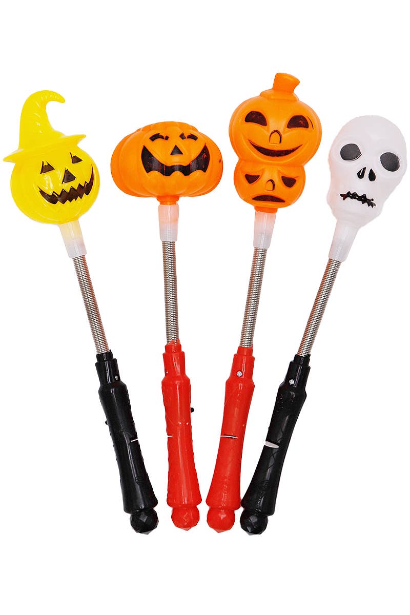 Halloween Skull Pumpkin Head Spring LED Light-Up Stick Wand