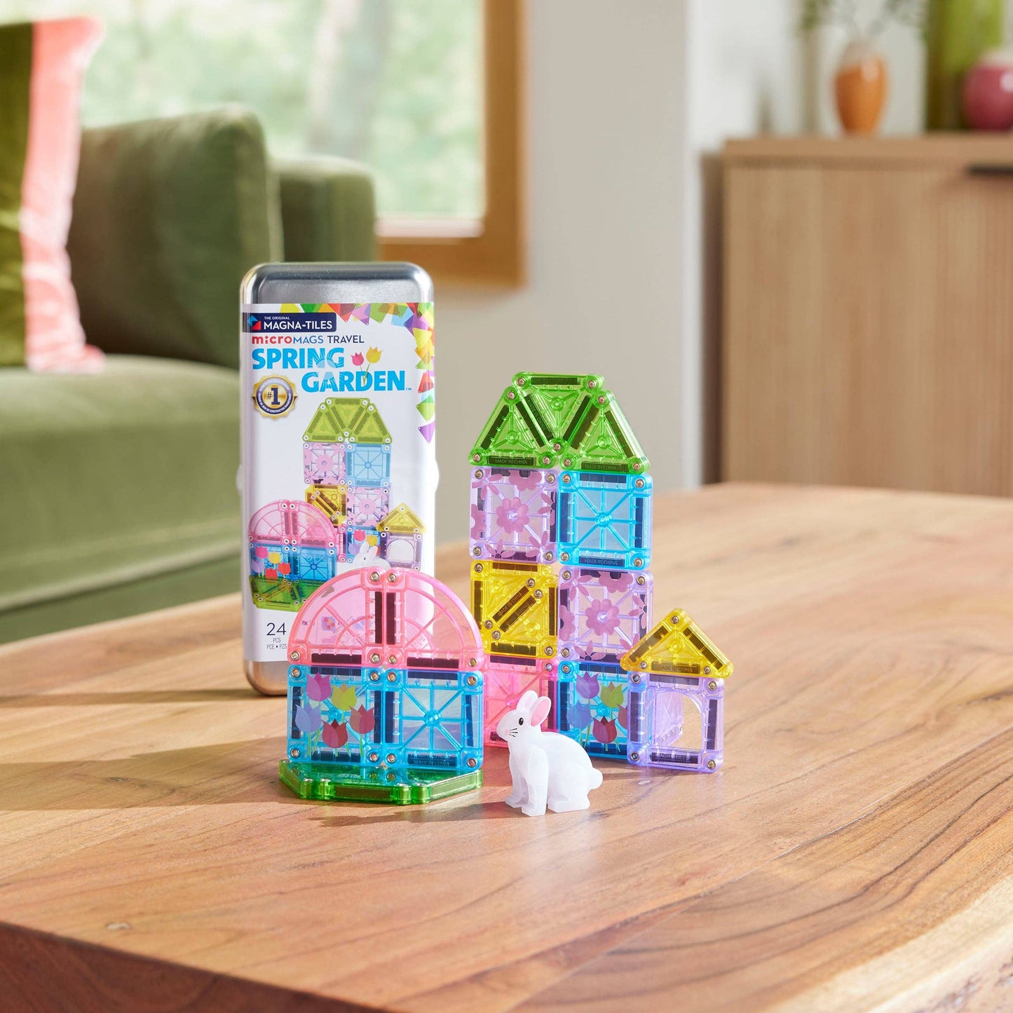Magna-Tiles MicroMAGS Spring Garden 24 Piece Travel Set