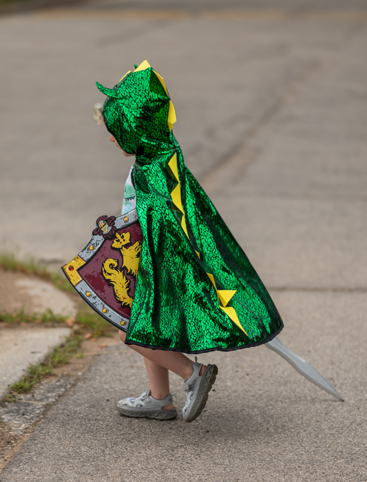Reversible Dragon/Knight Cape Green/Silver