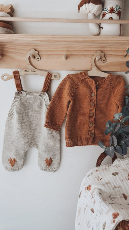 Neutral Color Baby Set, 2 Piece Baby Set, Handknit baby cardigan and Romper 3-6 M