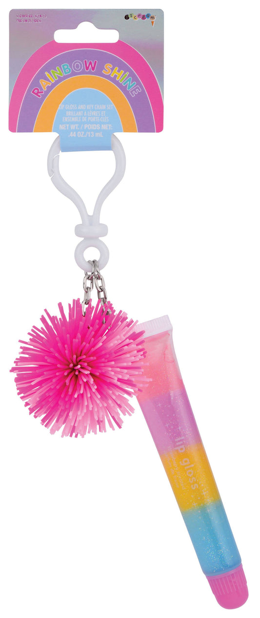 Rainbow Shine Lip Gloss and Keychain Set