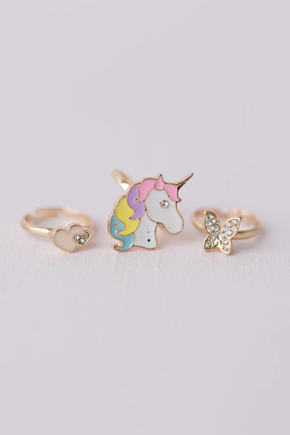 Boutique Butterfly & Unicorn Ring 3pcs
