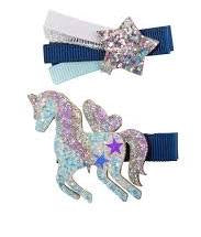 Boutique Navy Unicorn Star Hairclip Assorted