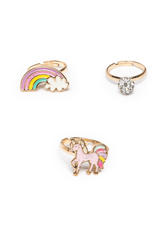 Boutique Unicorn Rainbow Rings 3pc