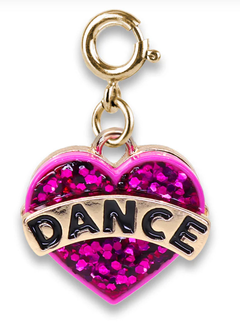 Gold Glitter Dance Heart Charm