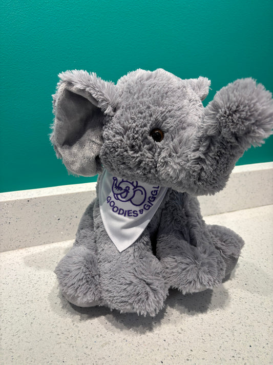 Elephant Plush with Custom Goodies and Giggles Bandana