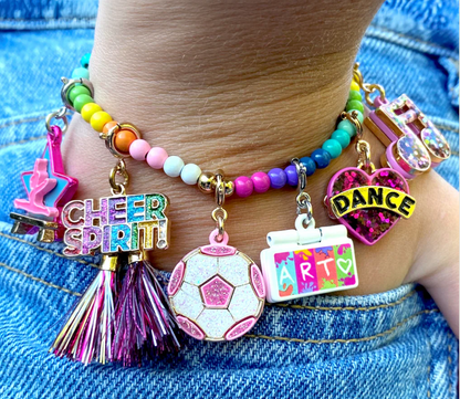 Gold Glitter Dance Heart Charm