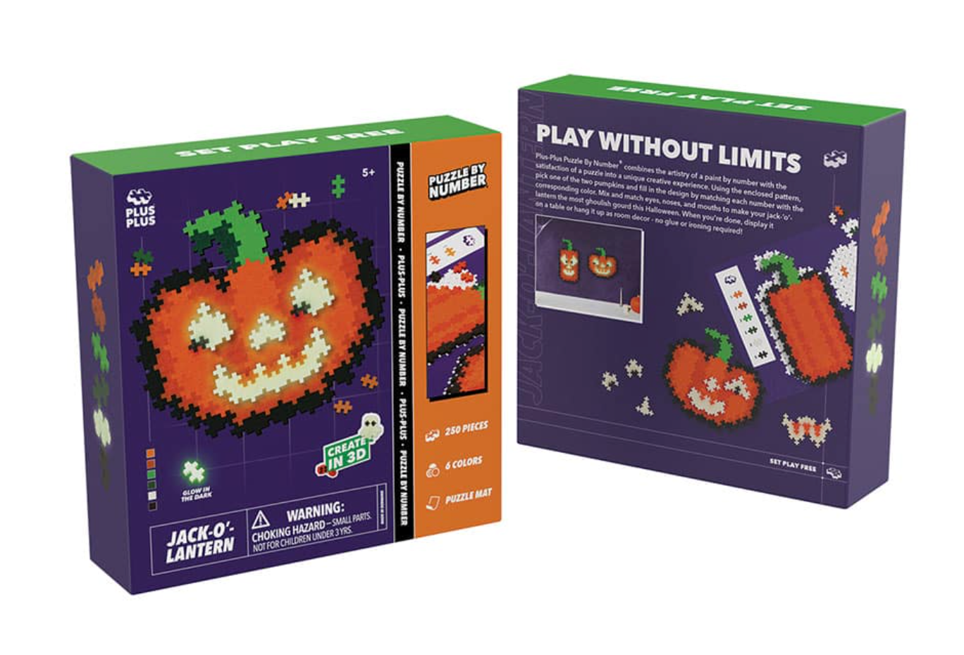Plus Plus Puzzle by Number - Jack-O-Lantern