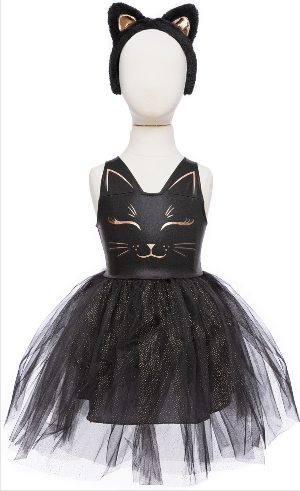 Black Cat Dress & Headpiece Size 5-6