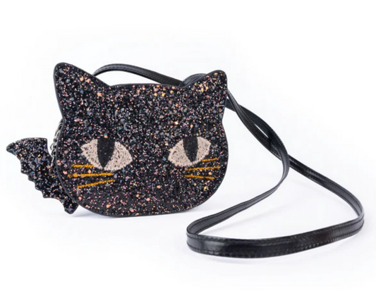 Cat's Meow Black Chunky Glitter Kitty Purse