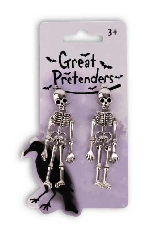 Spooky Scary Skeleton Clip On Earrings