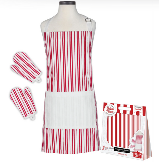 Classic Striped Deluxe Youth Apron & Oven Mitt Set