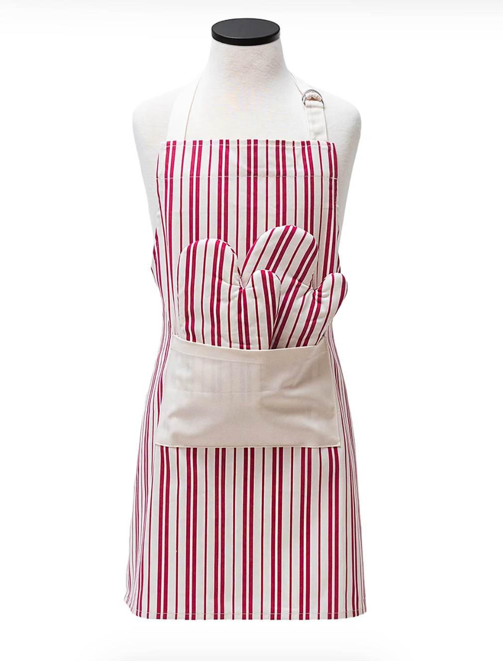 Classic Striped Deluxe Youth Apron & Oven Mitt Set