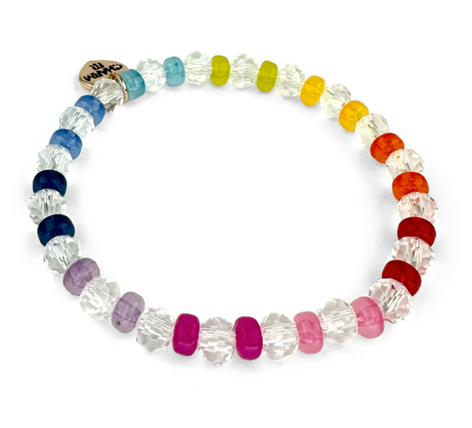 Clear Rainbow Stretch Bead Bracelet