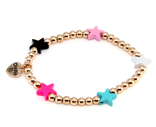Gold Bead Multi Star Stretch Bracelet