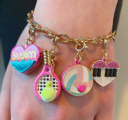 Gold Glitter Volleyball Charm