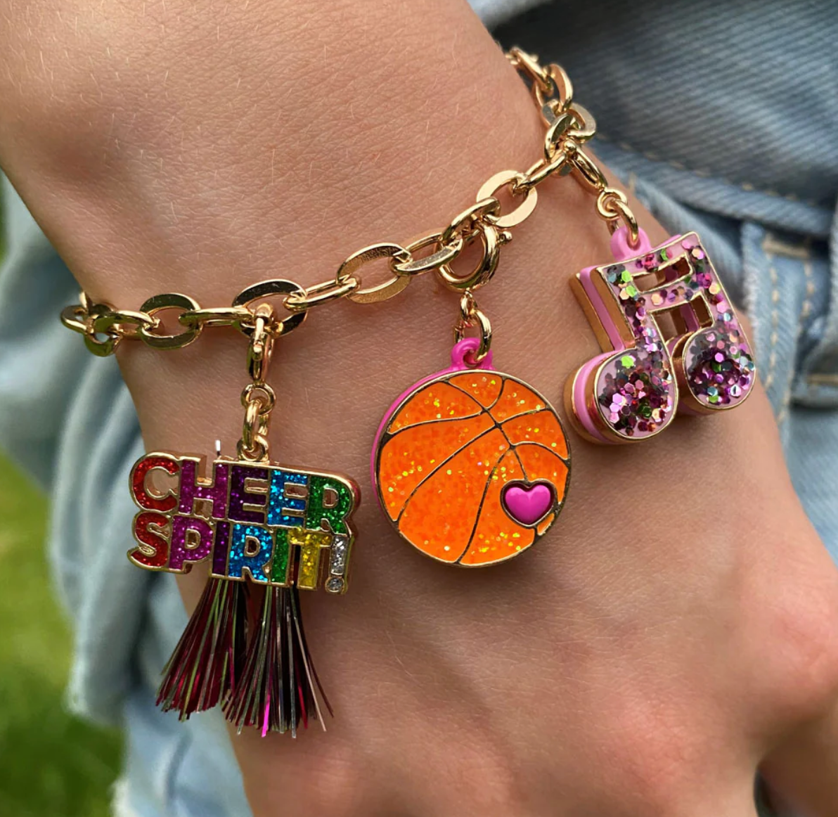 Gold Glitter Basketball Charm