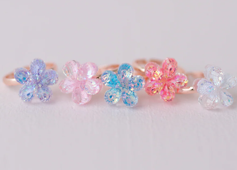 Boutique Shimmer Flower Rings 5 pc.
