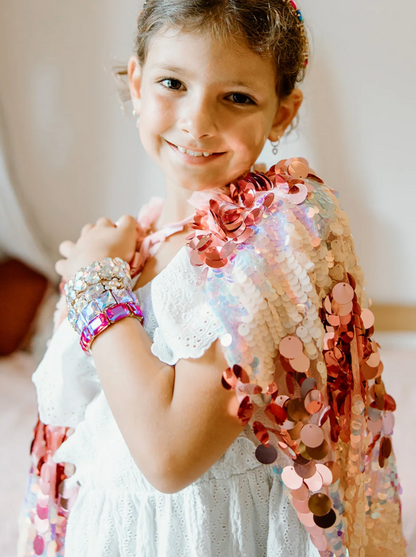 The 5th Avenue Paillette Cape - Gold/Light Pink, Size 4-6