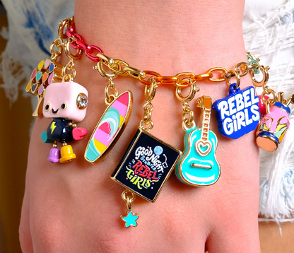 Gold Rebel Girls Guitar Charm