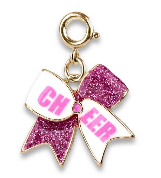 Gold Glitter Cheer Bow Charm