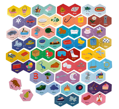 Rhyming Words Hexagon Puzzle Pairs