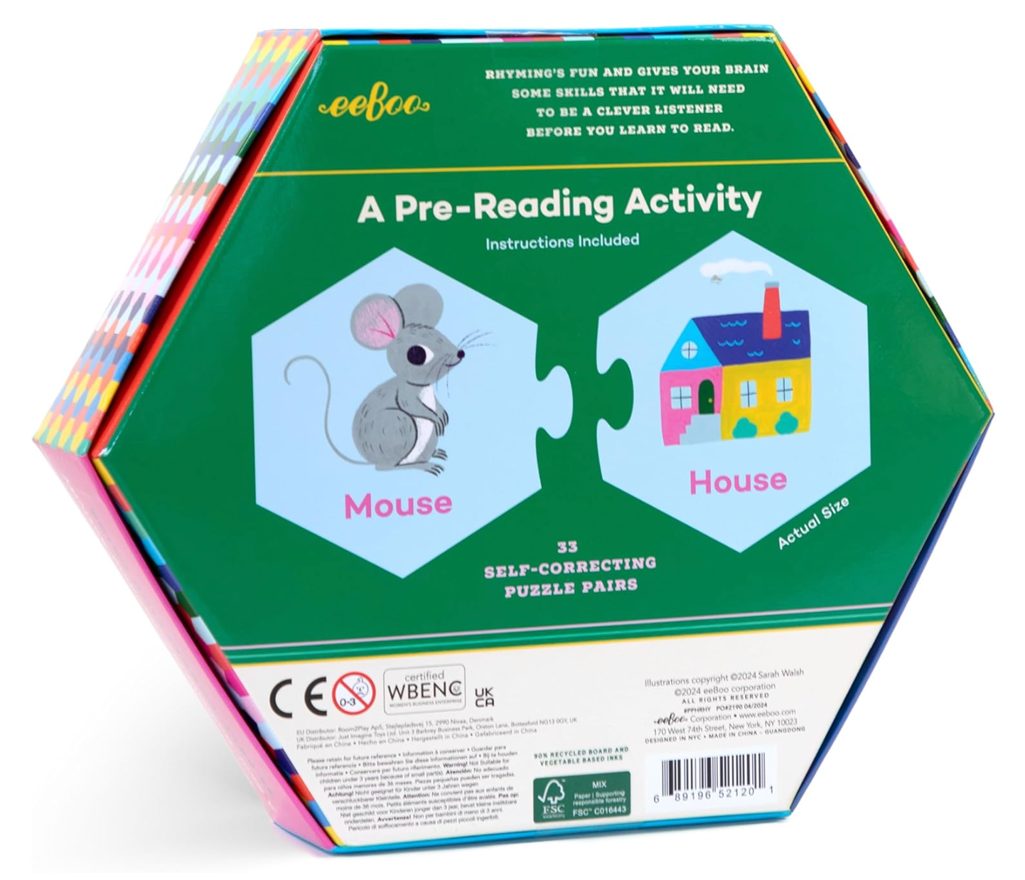 Rhyming Words Hexagon Puzzle Pairs