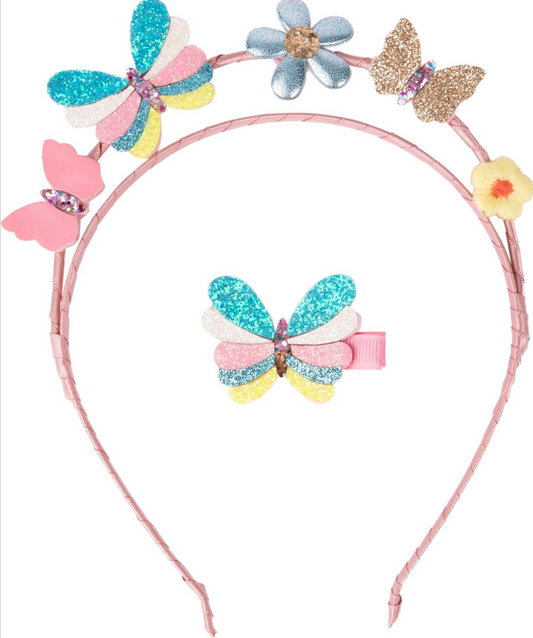Butterflies for Days Headband & Clip - 2 pc.